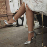 Brautschuhe geschlossen silber - Personalisierbar - Bequeme Hochzeitsschuhe für die Braut - Blaze