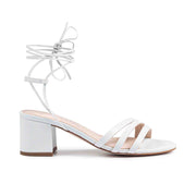 Pink Blueberry-Weiße Braut Sandale-mit Schnürung-Flash