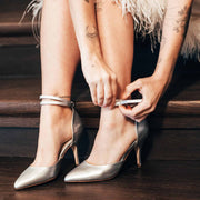 Brautschuhe geschlossen silber - Personalisierbar - Bequeme Hochzeitsschuhe für die Braut - Blaze