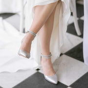 Brautschuhe geschlossen silber - Personalisierbar - Bequeme Hochzeitsschuhe für die Braut - Blaze