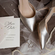 Brautschuhe geschlossen silber - Personalisierbar - Bequeme Hochzeitsschuhe für die Braut - Blaze