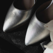 Brautschuhe geschlossen silber - Personalisierbar - Bequeme Hochzeitsschuhe für die Braut - Blaze